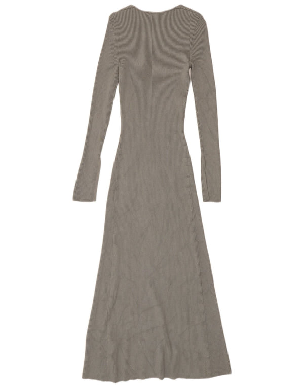 Zara Vestido Maxi Jumper para Mujer UK 8 Small Viscosa Gris