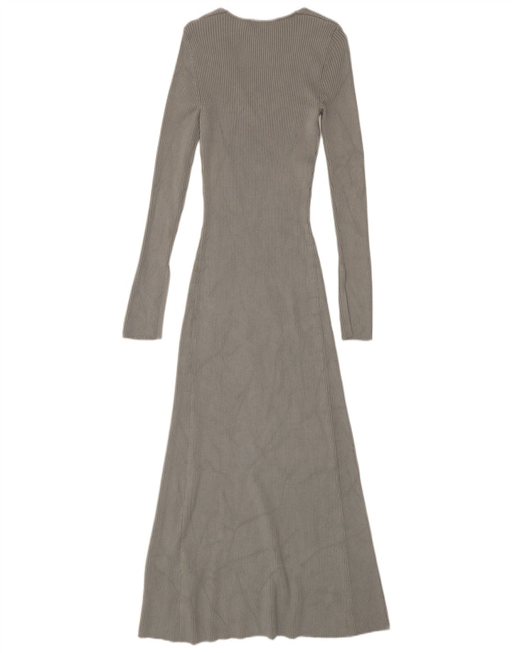 Zara Vestido Maxi Jumper para Mujer UK 8 Small Viscosa Gris
