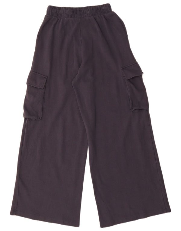 Zara Mujer Pantalones De Chándal Cargo De Pierna Ancha UK 10 Small Azul Marino