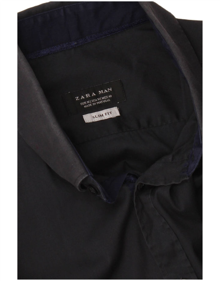 Zara Hombre Camisa Slim Fit Azul Marino Medio