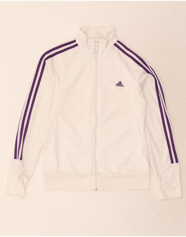 Adidas Mujer Chándal Top Chaqueta UK 12/14 Medio Blanco Poliéster