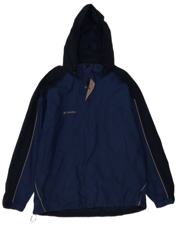 Columbia Chaqueta impermeable Omni-Tech para hombre UK 40 Large Azul marino Colorblock