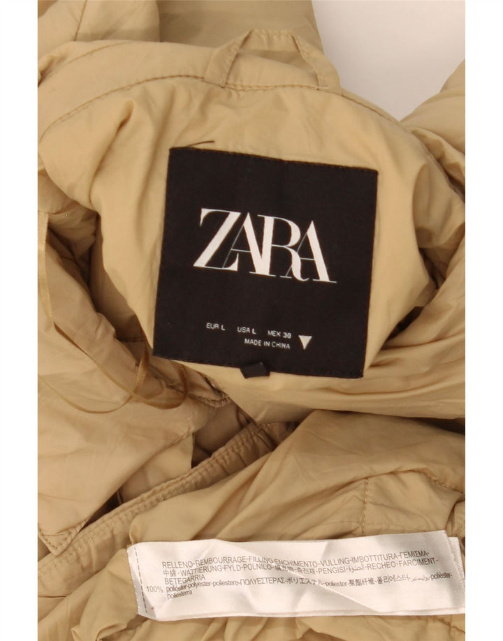 Zara Mujer Abrigo UK 46 Grande Poliéster Beige