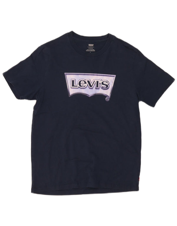 Levi's Camiseta con gráfico de ajuste estándar para hombre Top mediano de algodón azul marino