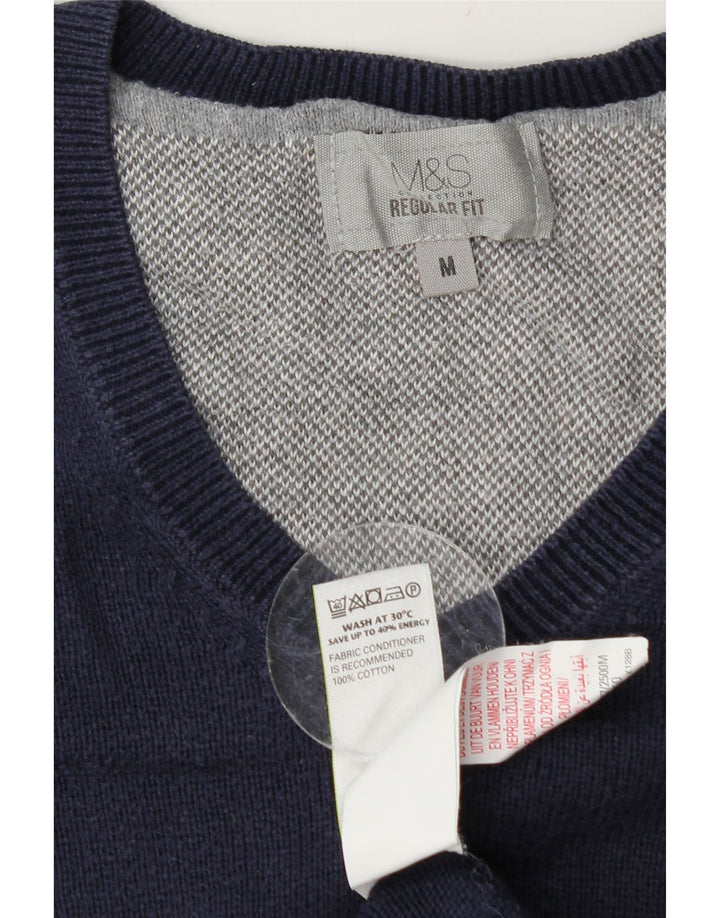 Marks & Spencer Jersey de corte regular con cuello en V para hombre Azul marino mediano