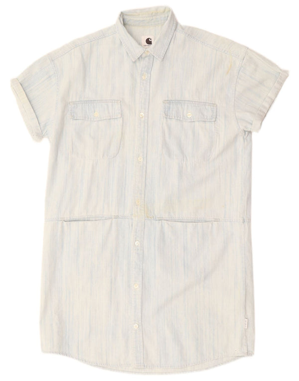 Carhartt Vestido camisero vaquero de manga corta extragrande para mujer UK 40 Azul pequeño