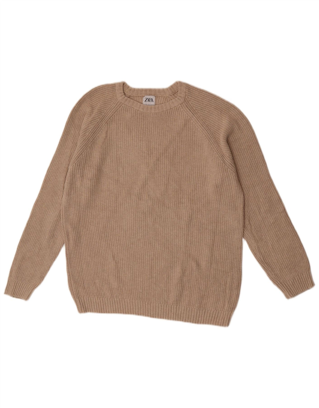 Zara Hombre Jersey Cuello Redondo Jersey Algodón Beige Medio