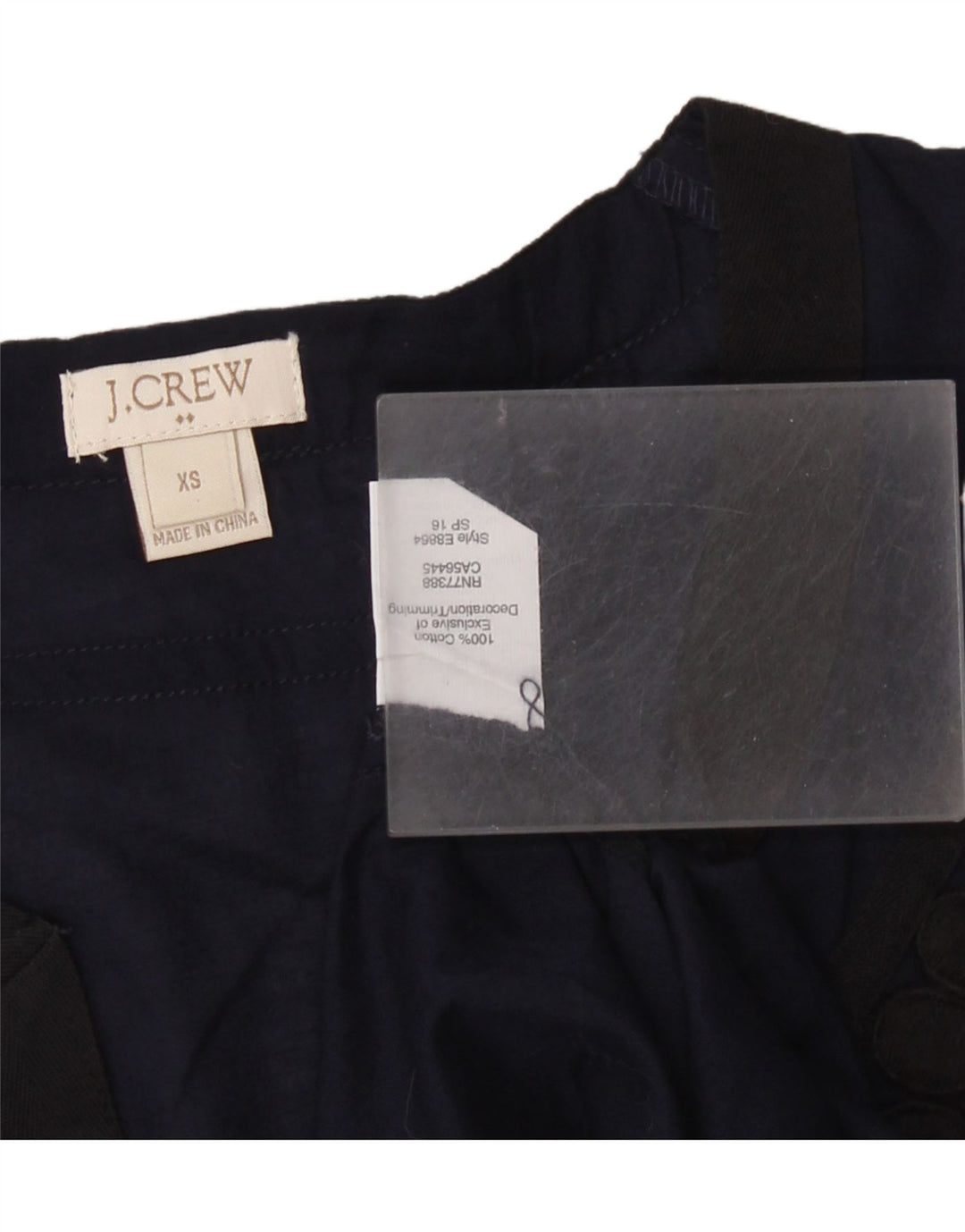 J. CREW Blusa extragrande de manga 3/4 para mujer UK 6 XS Algodón azul marino