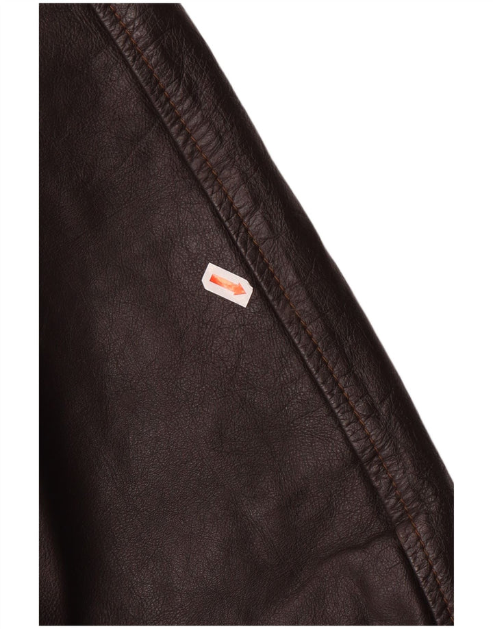 VINTAGE Chaqueta de cuero para hombre Reino Unido 42 XL Cuero marrón