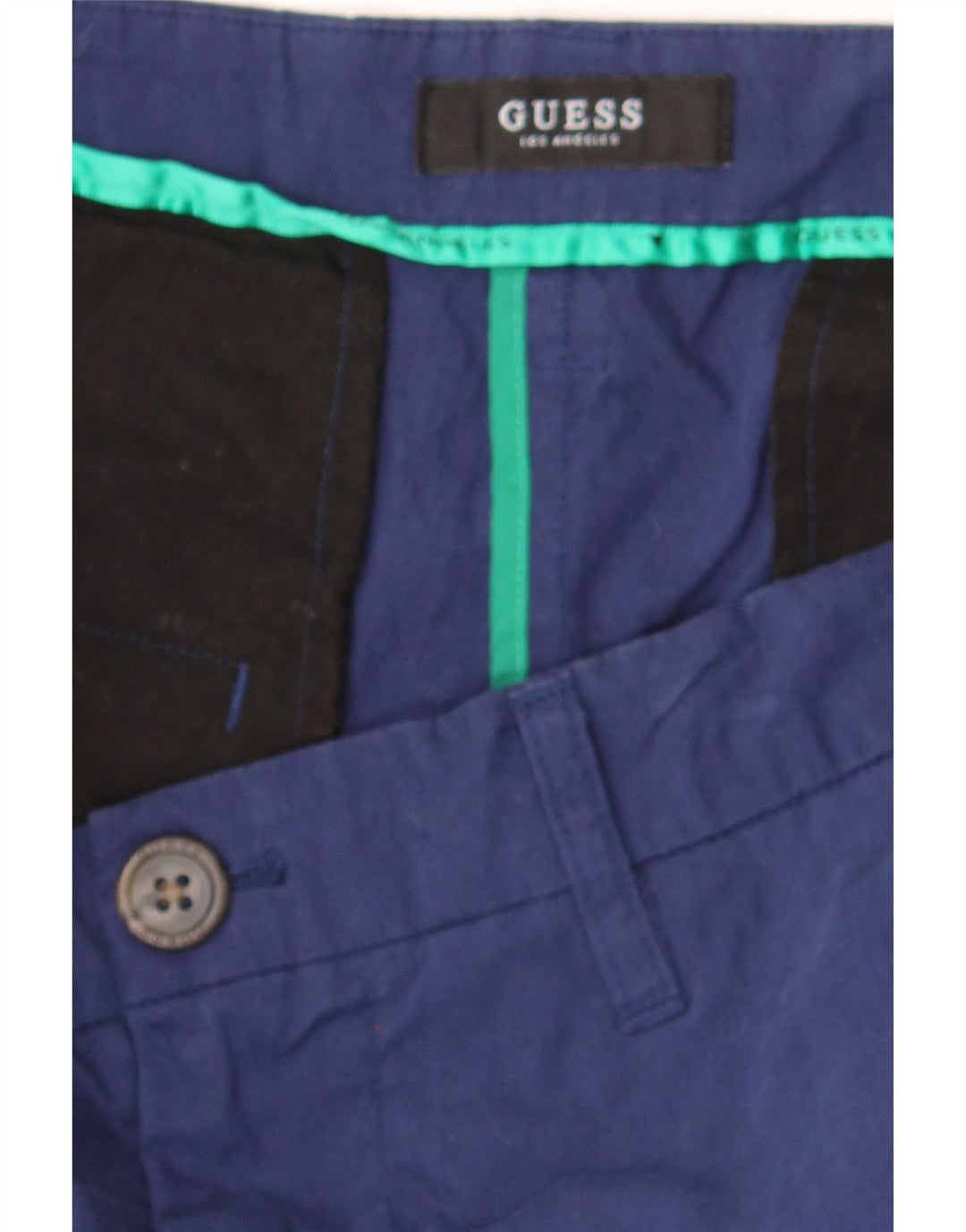 Guess Pantalones Cortos Chinos Hombre W32 Algodón Azul Medio