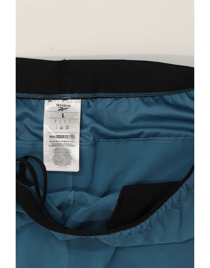 Reebok - Pantalones cortos deportivos para hombre, poliéster azul grande