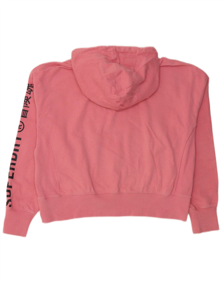 SUPERDRY Jersey con capucha extragrande con gráfico recortado para mujer UK 46 Large Pink