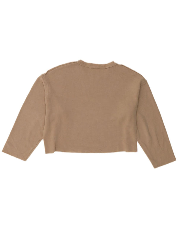 Zara Mujer Crop Oversize Top Manga Larga UK 10 Small Beige