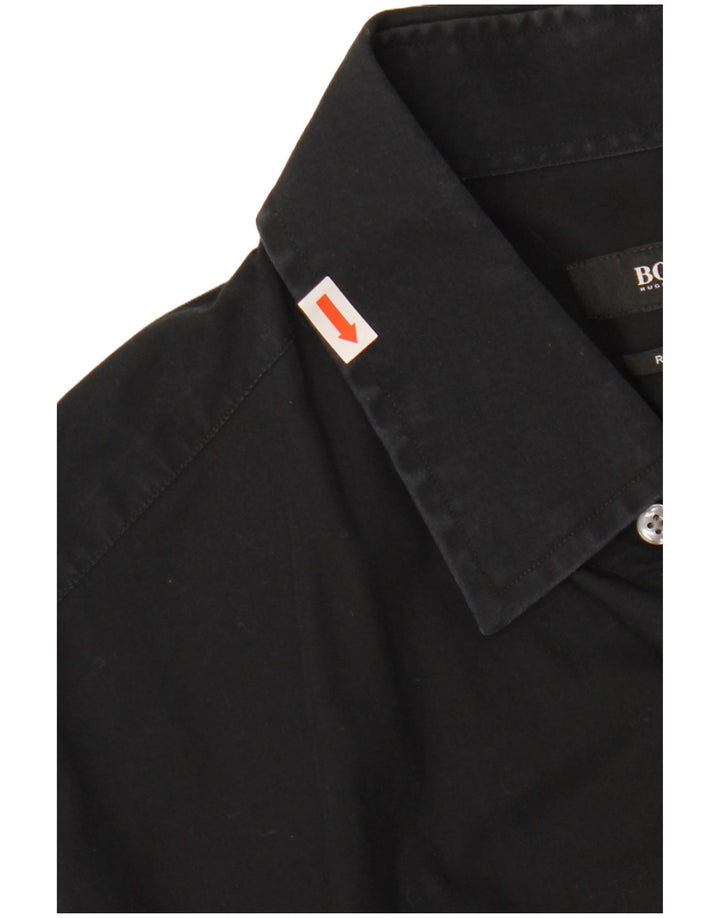 HUGO BOSS Camisa de corte regular para hombre Talla 16 1/2 42 Grande Negro