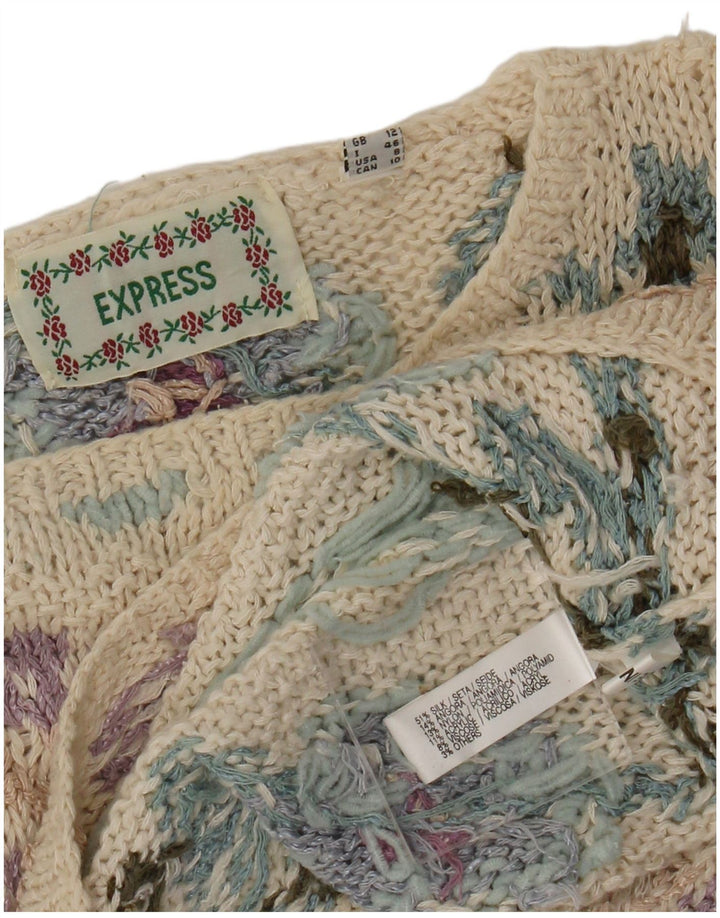 Express Jersey de cuello redondo para mujer UK 12 Seda floral beige medio