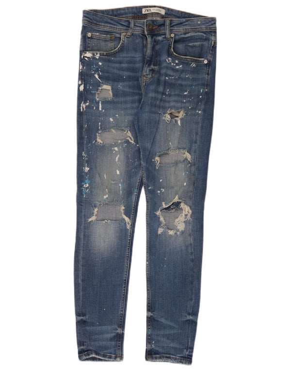 Zara Jeans ajustados desgastados para hombre EU 38 Small W30 L30 Algodón azul