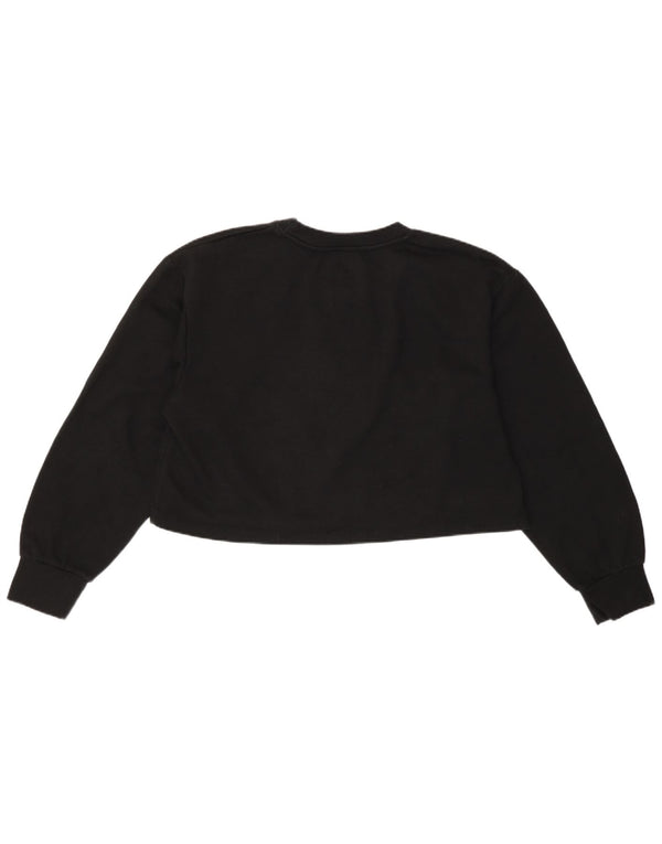 Zara Mujer Crop Loose Fit Top Manga Larga UK 44 Grande Negro