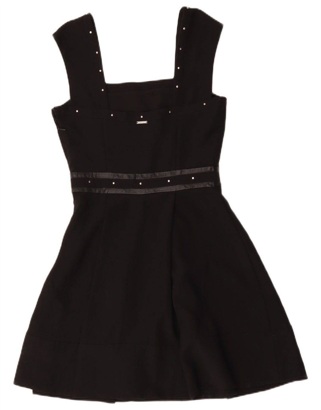 Liu Jo Vestido acampanado sin mangas para mujer IT 40 Small Negro Poliéster