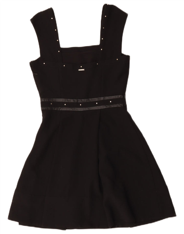 Liu Jo Vestido acampanado sin mangas para mujer IT 40 Small Negro Poliéster