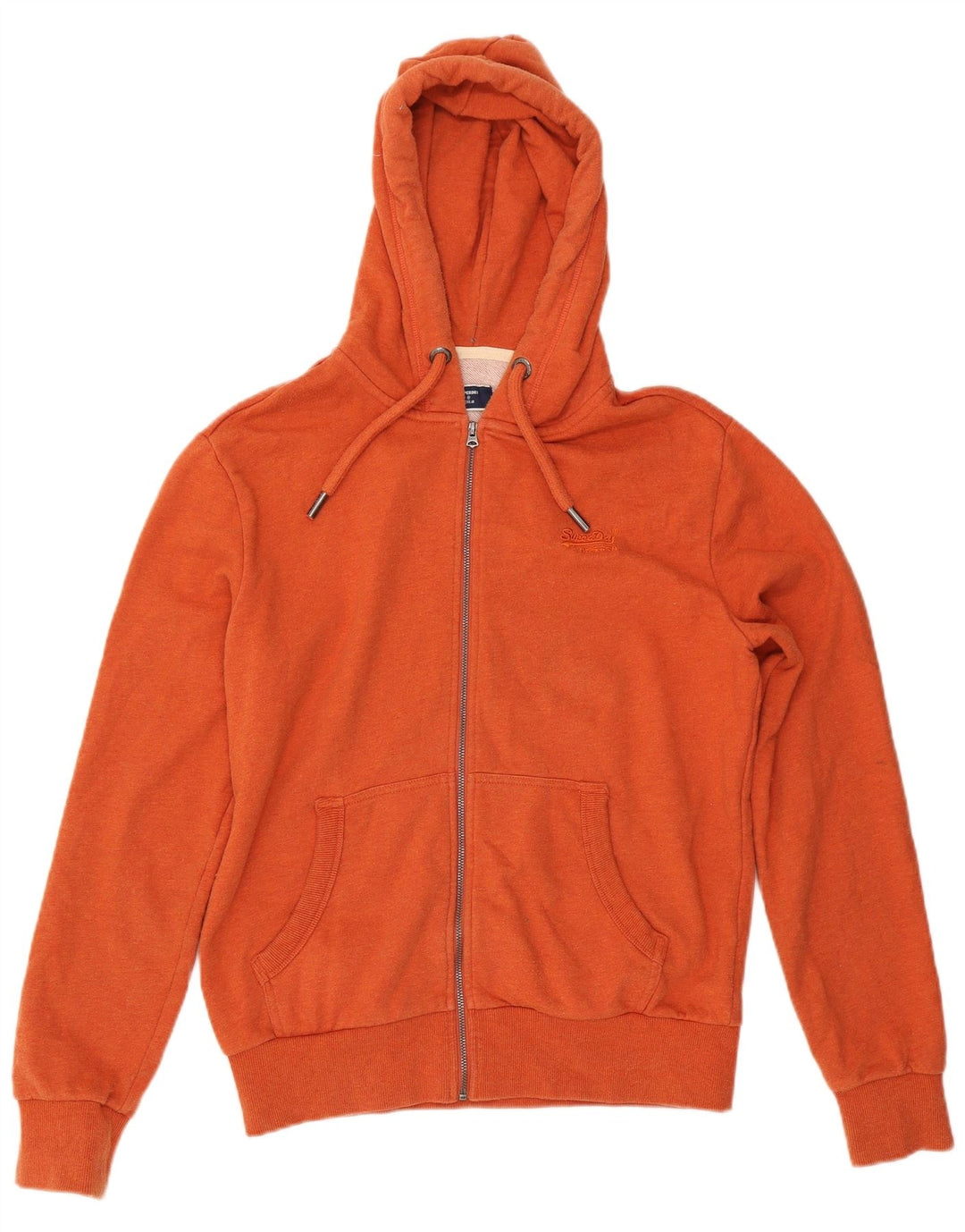 Superdry Sudadera con capucha y cremallera para hombre, talla grande, algodón naranja