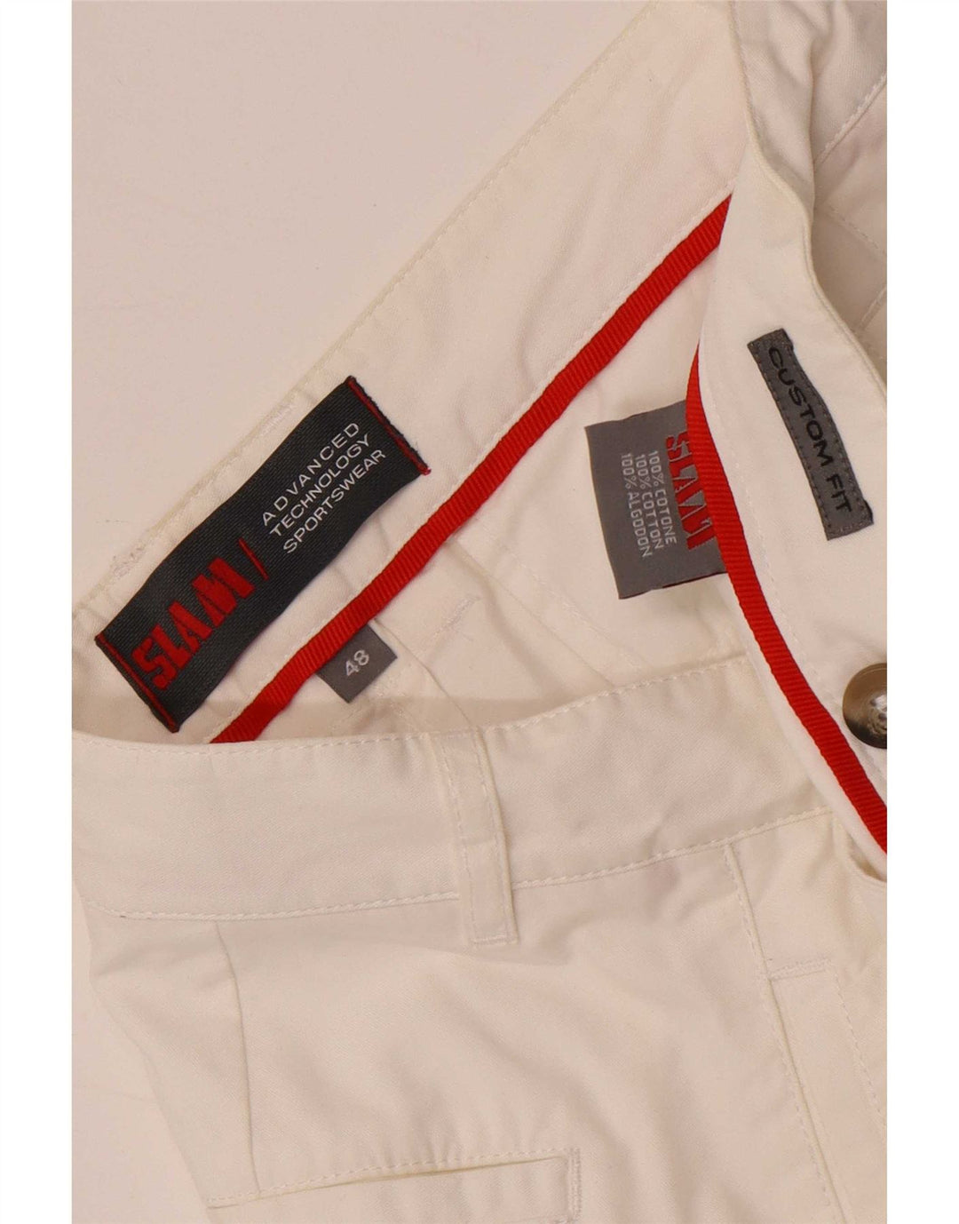 Slam Pantalones cortos chinos de ajuste personalizado para hombre IT 48 Medium W32 Algodón blanco