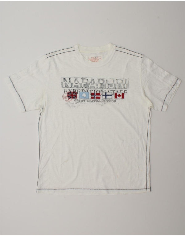 Napapijri Hombre Camiseta Gráfica Top XL Blanco Algodón