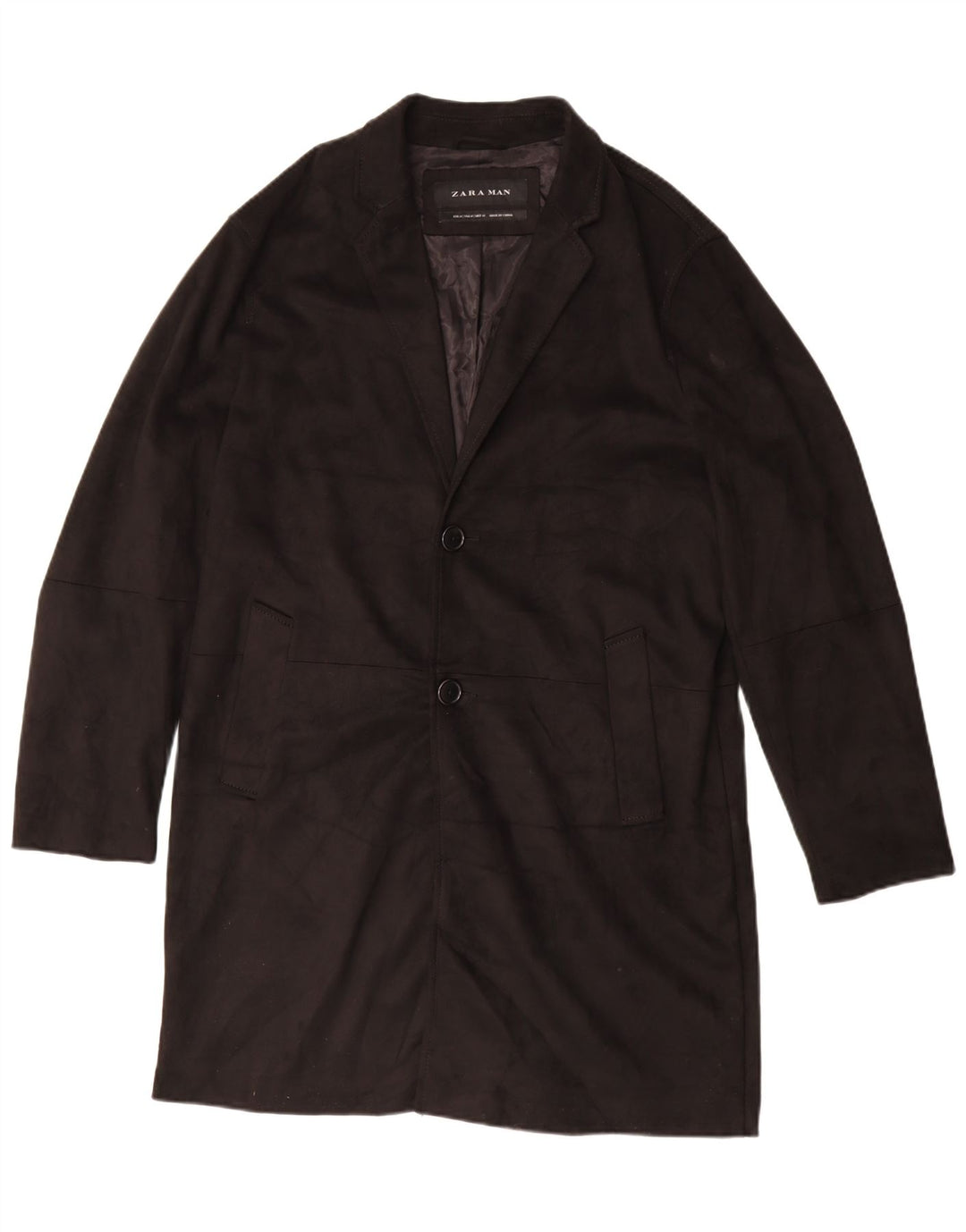 Zara Abrigo holgado para hombre UK 38 Mediano Poliéster negro