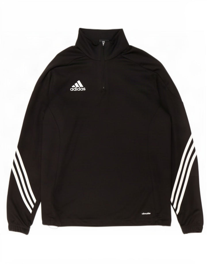 Adidas Mens Climalite Zip Neck Jersey Chándal Top Grande Negro Poliéster