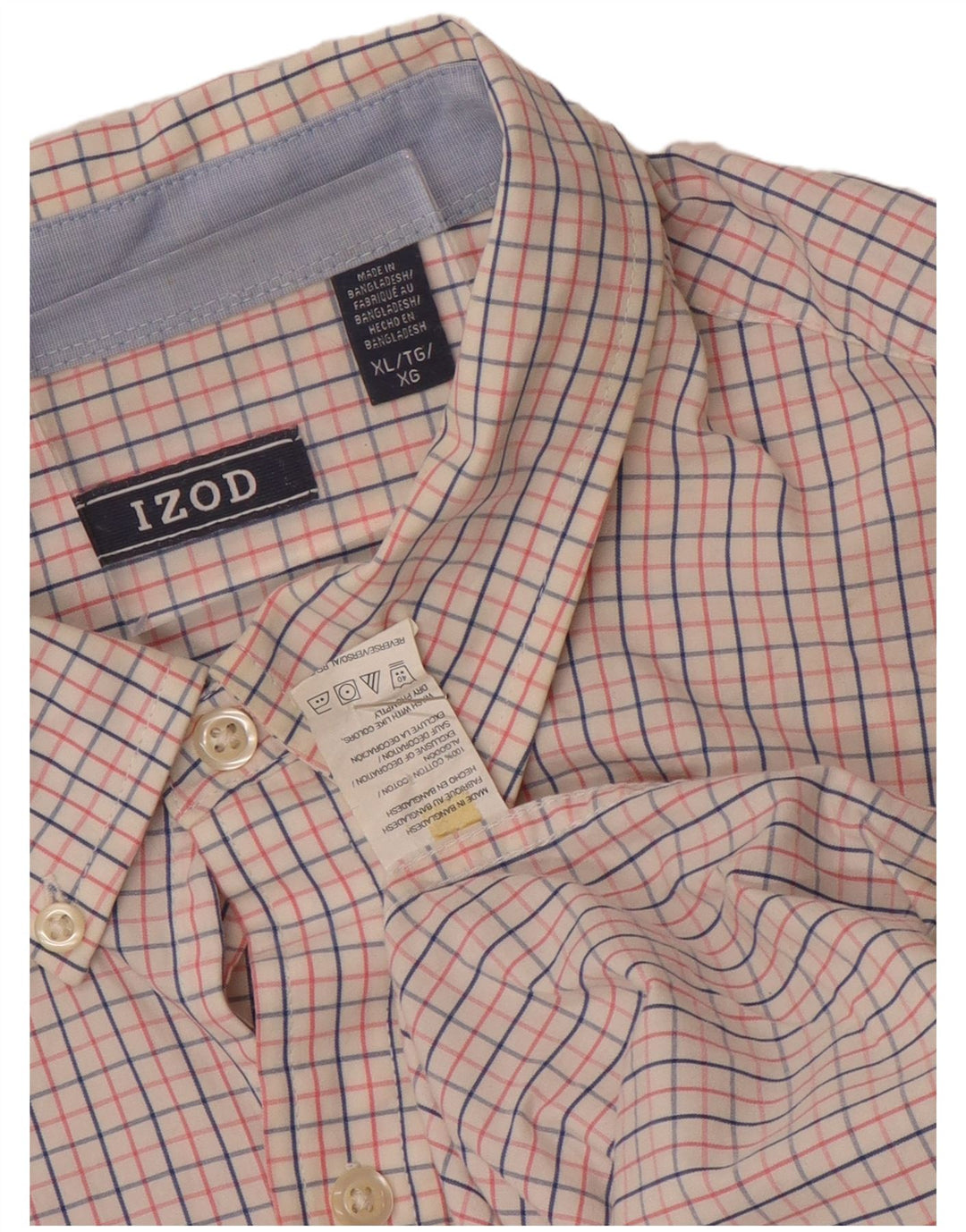 IZOD Camisa Hombre XL Algodón Cuadros Rosa