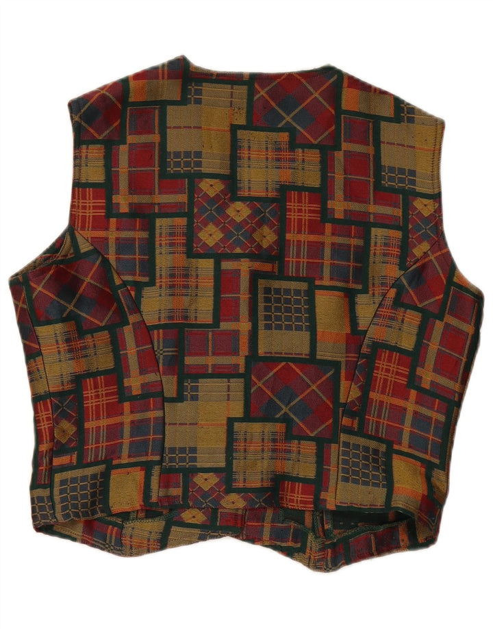 Vintage mujer crop chaleco Reino Unido 14 medio multicolor patchwork