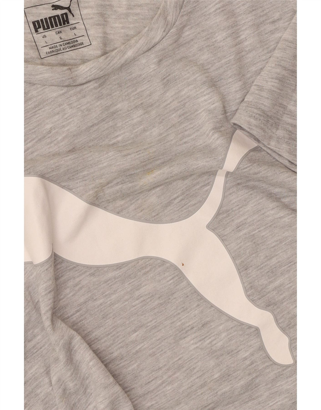 Puma Mujer Camiseta Gráfica Top UK 40 Grande Gris Moteado Poliéster