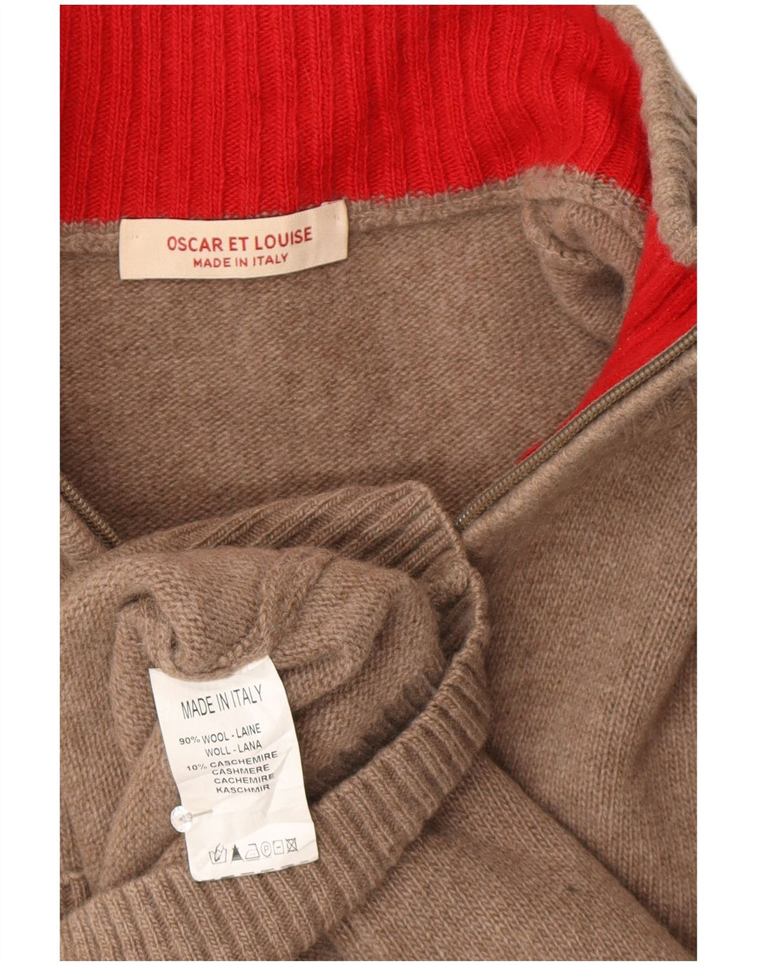 Oscar Et Louise Jersey De Cuello Con Cremallera Para Hombre De Lana Beige Medio