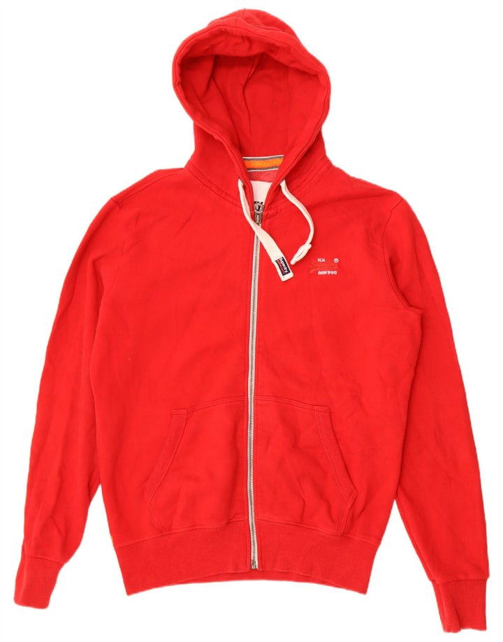 Superdry Sudadera con capucha y cremallera para hombre, tamaño grande, algodón rojo