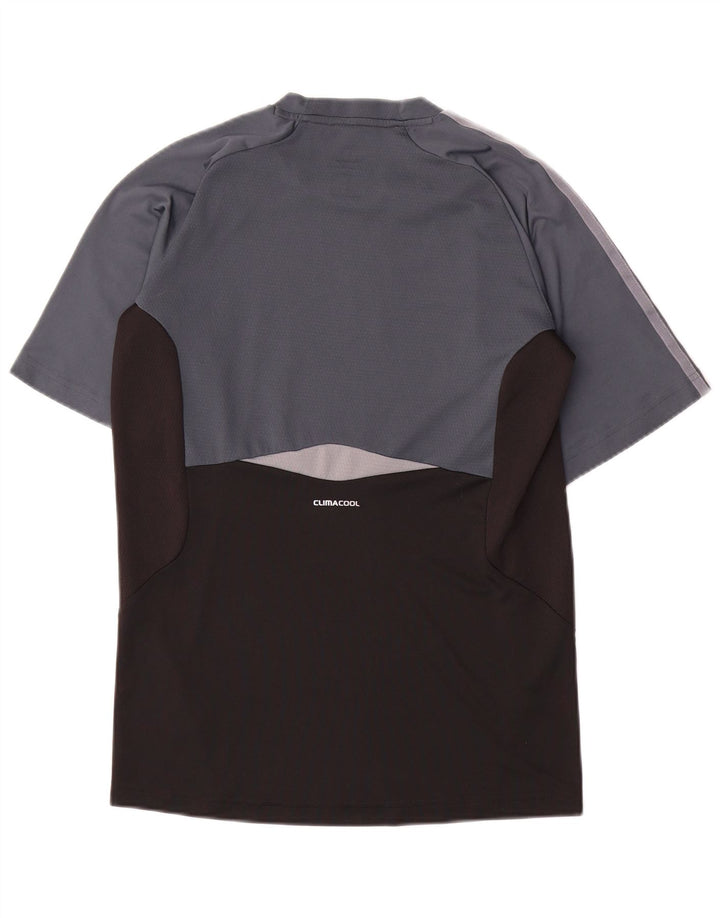 Adidas Mens Climacool Camiseta Top Pequeño Negro Colorblock