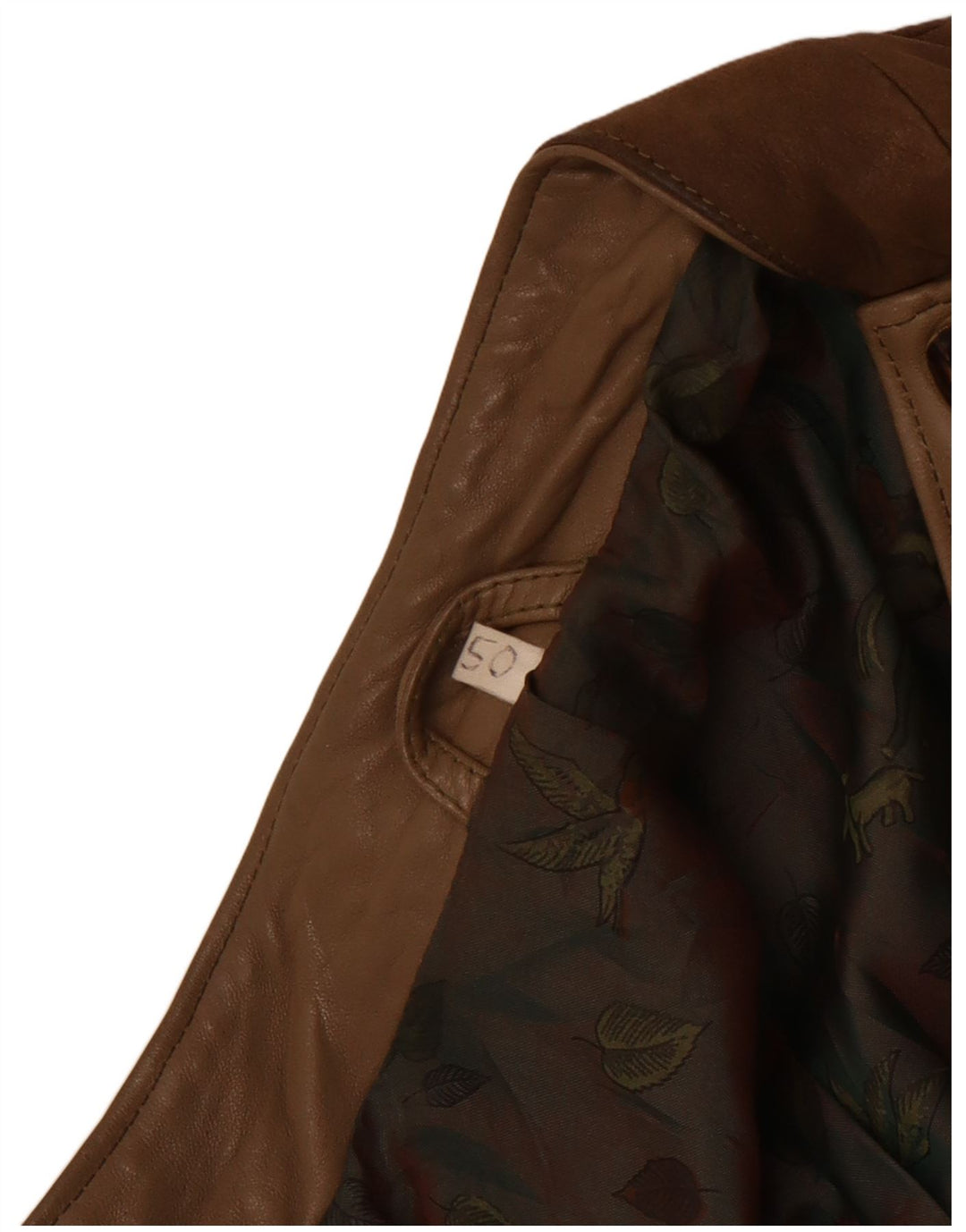Chaqueta de cuero vintage para hombre IT 50 marrón grande