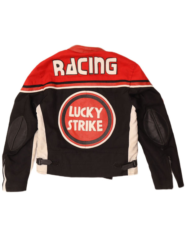 Lucky Strike Mens Graphic Racer Jacket UK 36 Small Negro Colorblock