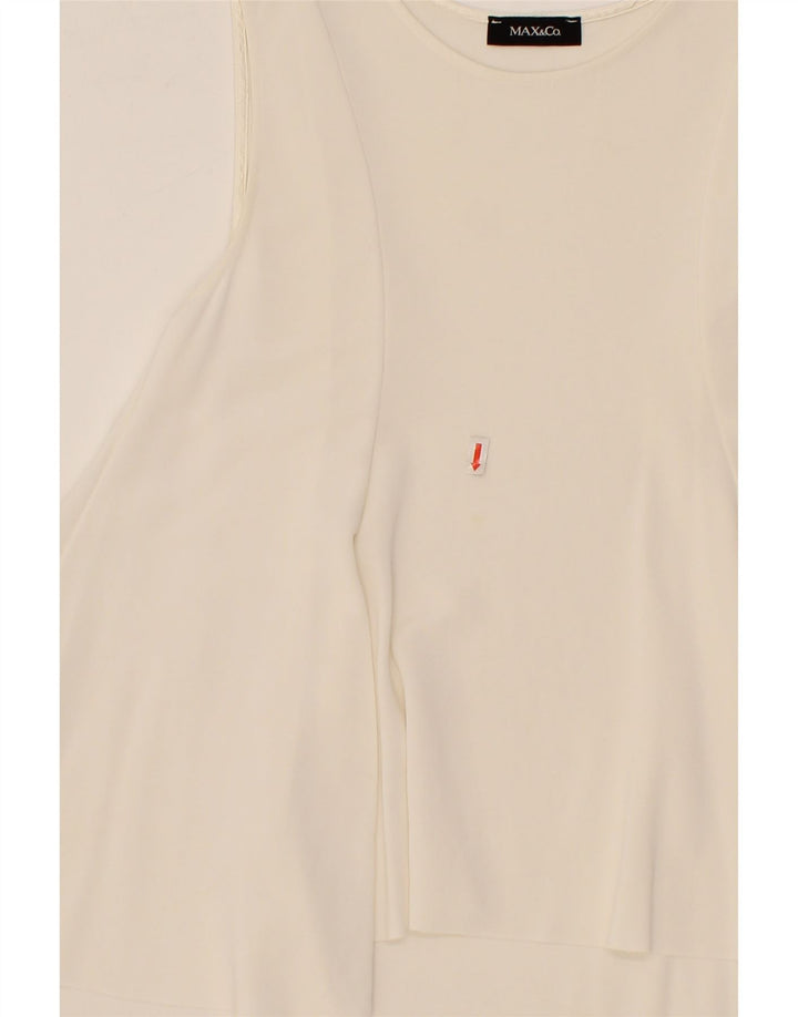 MAX & CO. Womens Longline Sleeveless Blouse Top UK 10 Small White Vintage Max & Co. and Second-Hand Max & Co. from Messina Hembry 