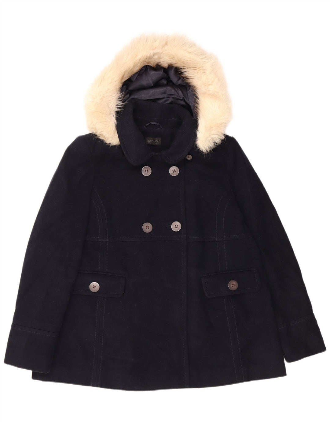 Topshop Chaquetón con capucha para mujer UK 40 Grande Poliéster azul marino