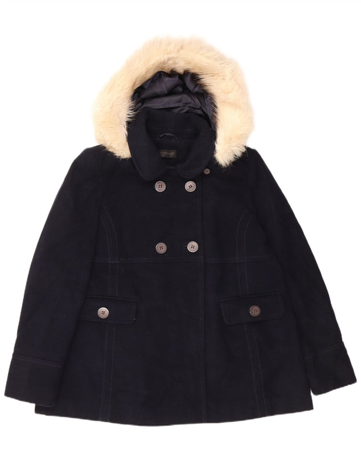 Topshop Chaquetón con capucha para mujer UK 40 Grande Poliéster azul marino