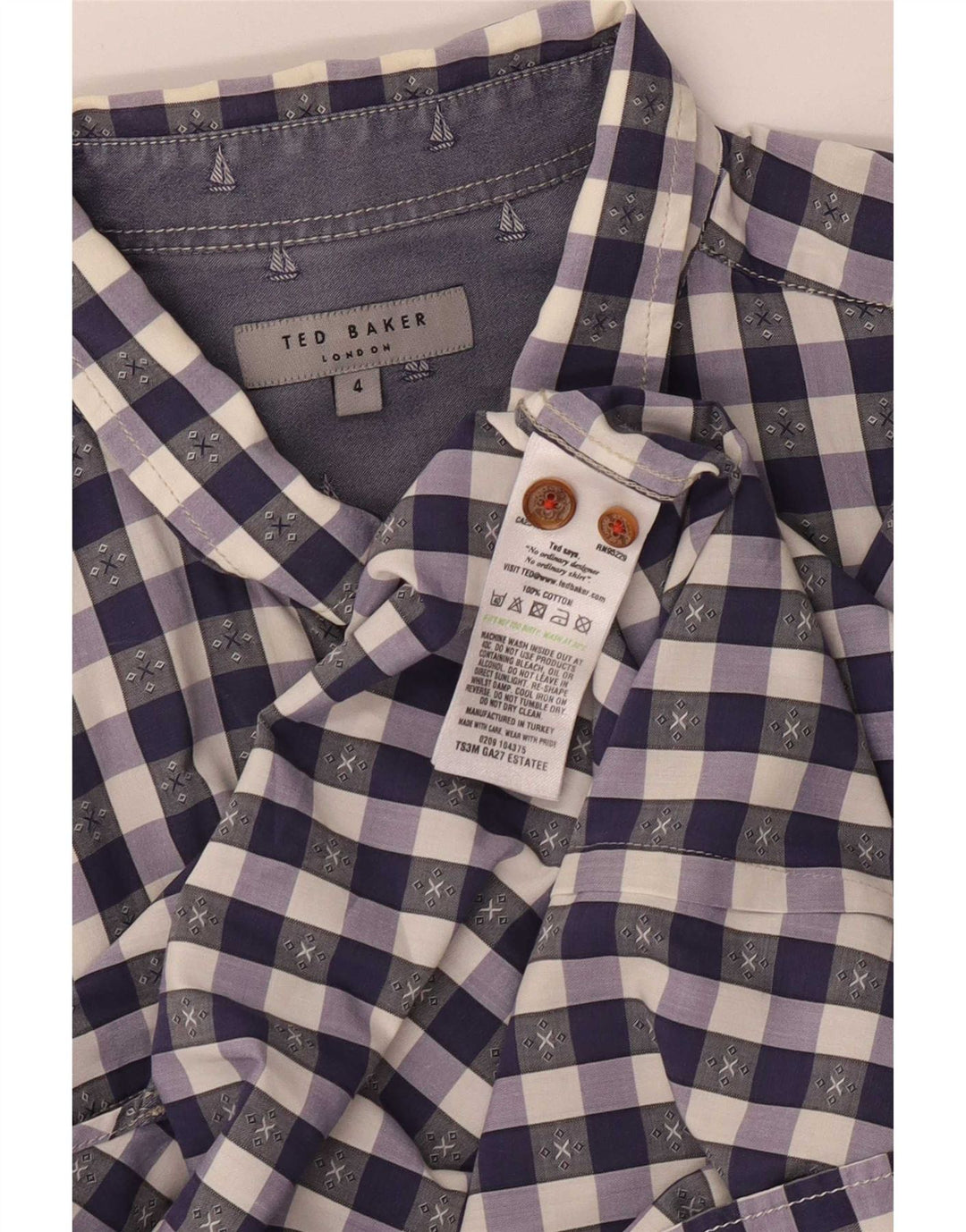 Ted Baker Camisa para hombre Talla 4 Grande Algodón a cuadros morado