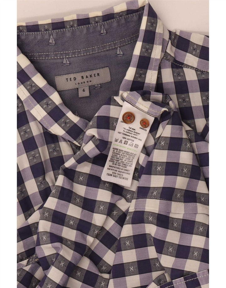 Ted Baker Camisa para hombre Talla 4 Grande Algodón a cuadros morado