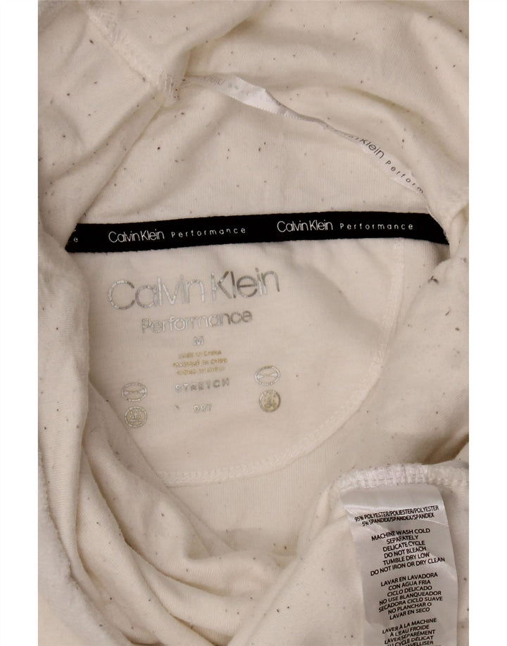 Calvin Klein - Sudadera con cuello vuelto para mujer, talla 40, tamaño mediano, color blanco
