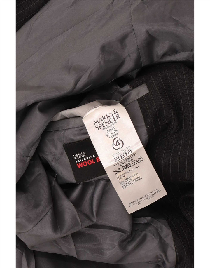 Marks & Spencer Chaqueta tipo blazer entallada para hombre UK 38 Gris medio Rayas diplomáticas