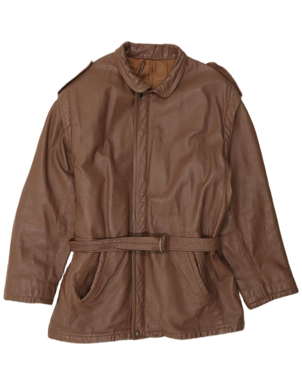 Chaqueta de cuero militar vintage para hombre IT 52 XL Marrón