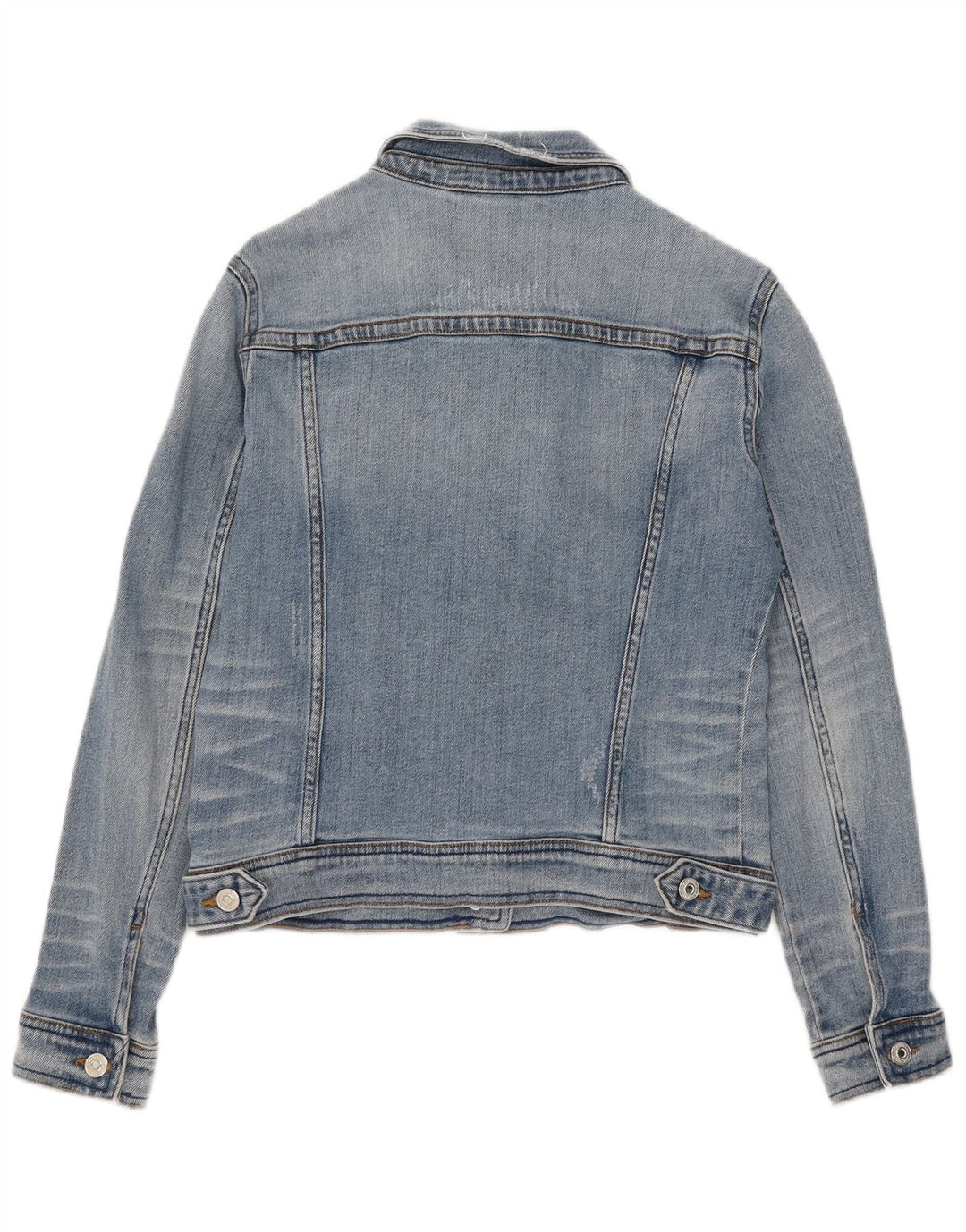 Zara Mujer Crop Denim Chaqueta UK 12 Algodón Azul Medio