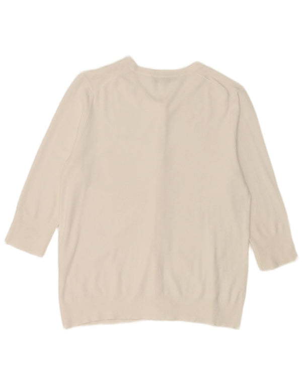 Zara Mujer Jersey Cárdigan Manga 3/4 UK 40 XL Blanco