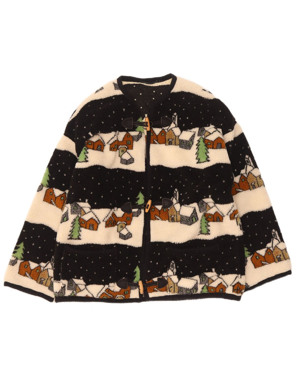 Vintage mujer novedad ajuste chaqueta polar Reino Unido 18 XL multicolor invierno