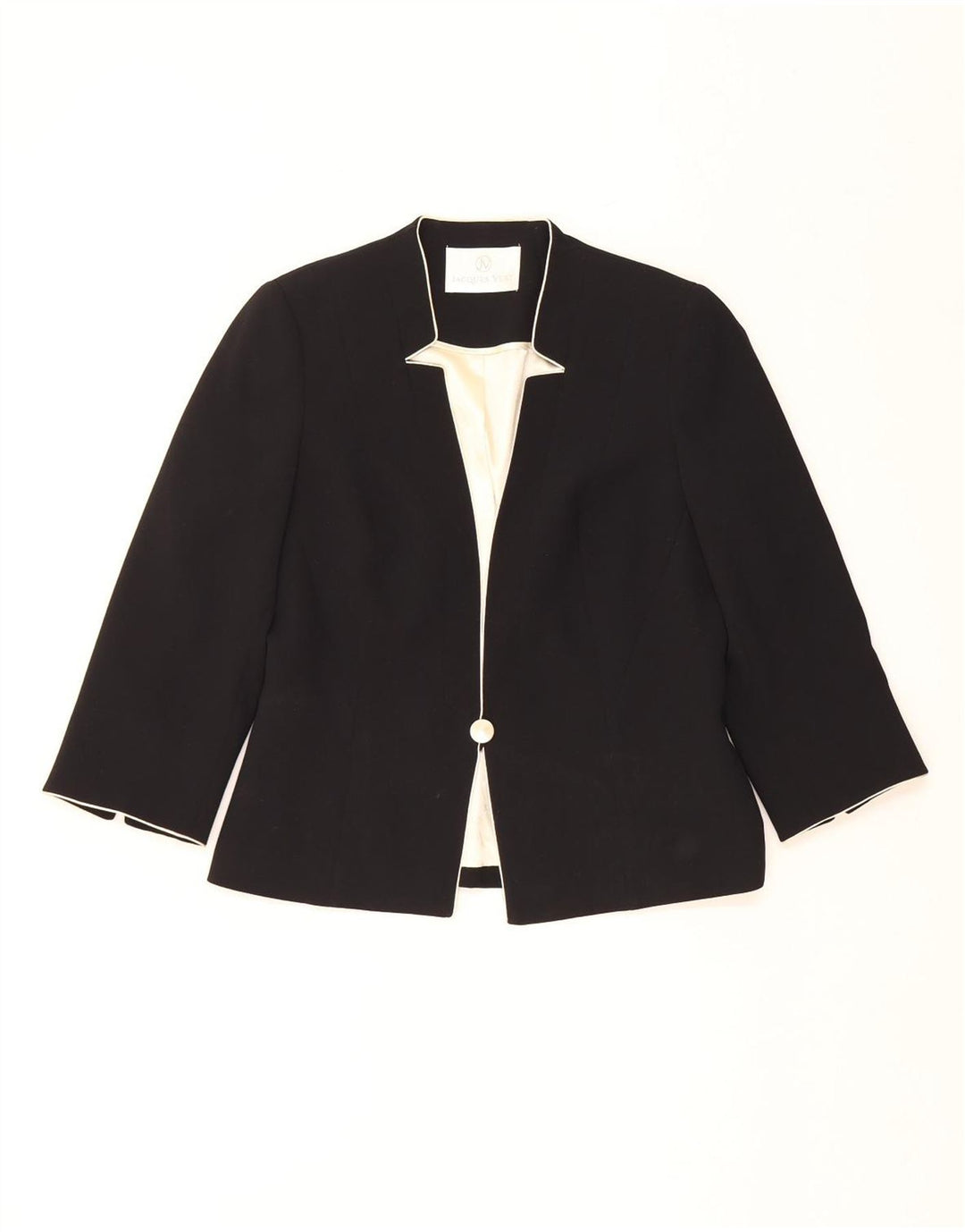 JAQUES VERT Chaqueta tipo blazer con 1 botón y manga 3/4 para mujer UK 40 Small Black