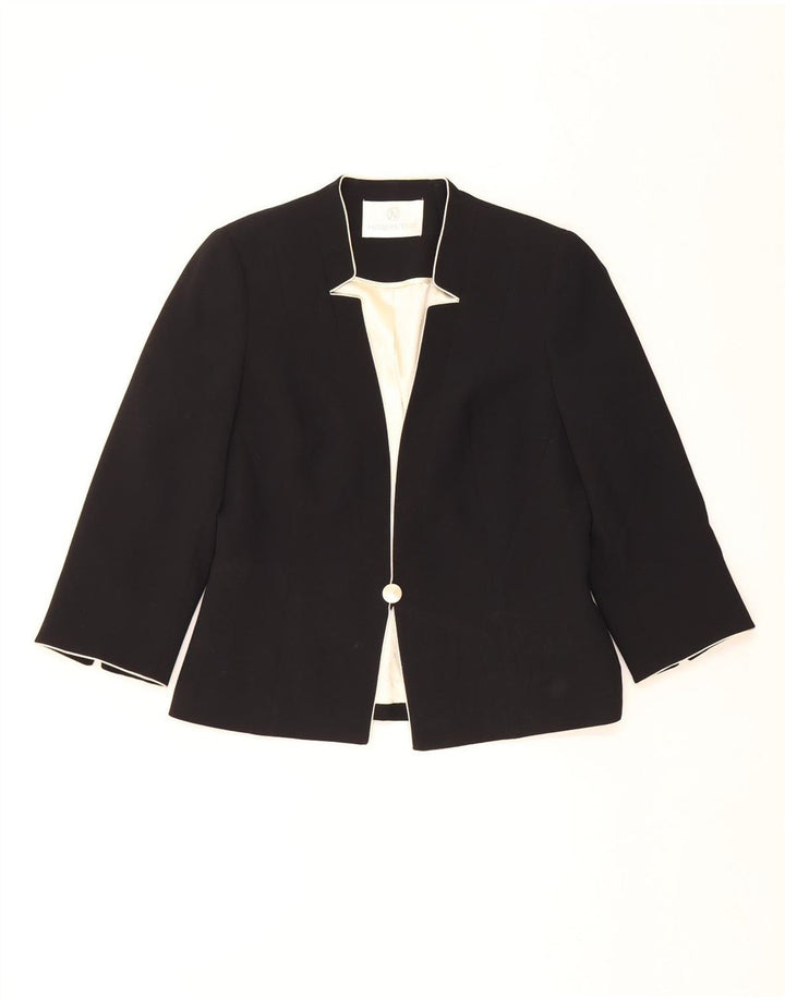 JAQUES VERT Chaqueta tipo blazer con 1 botón y manga 3/4 para mujer UK 40 Small Black