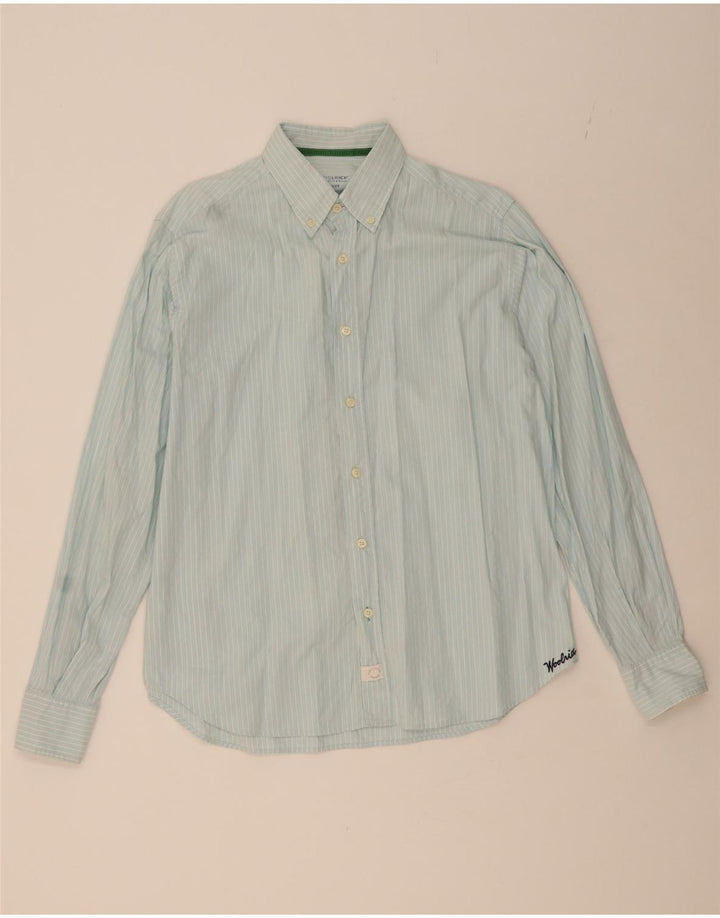 WOOLRICH Mens Shirt Large Blue Striped Cotton Vintage Woolrich and Second-Hand Woolrich from Messina Hembry 